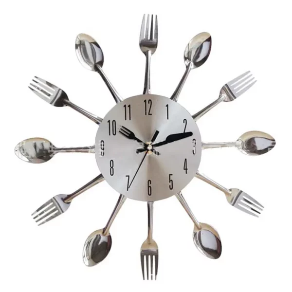 Stainless Steel Fork Spoon Kitchen Wall Clock